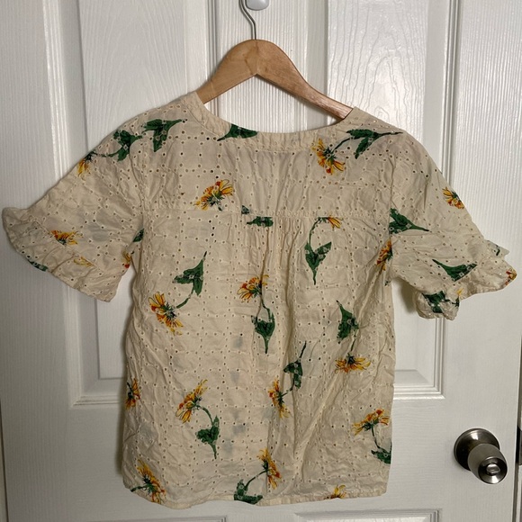 Madewell Eyelet Village Floral Ruffle Sleeve Top - Picture 3 of 6